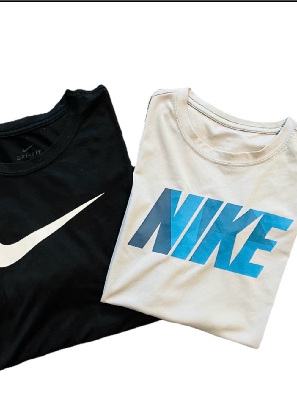 Bundle 2 Great Nike Shirts Black & Gray Short Sleeve Tees Swoosh Dri Fit